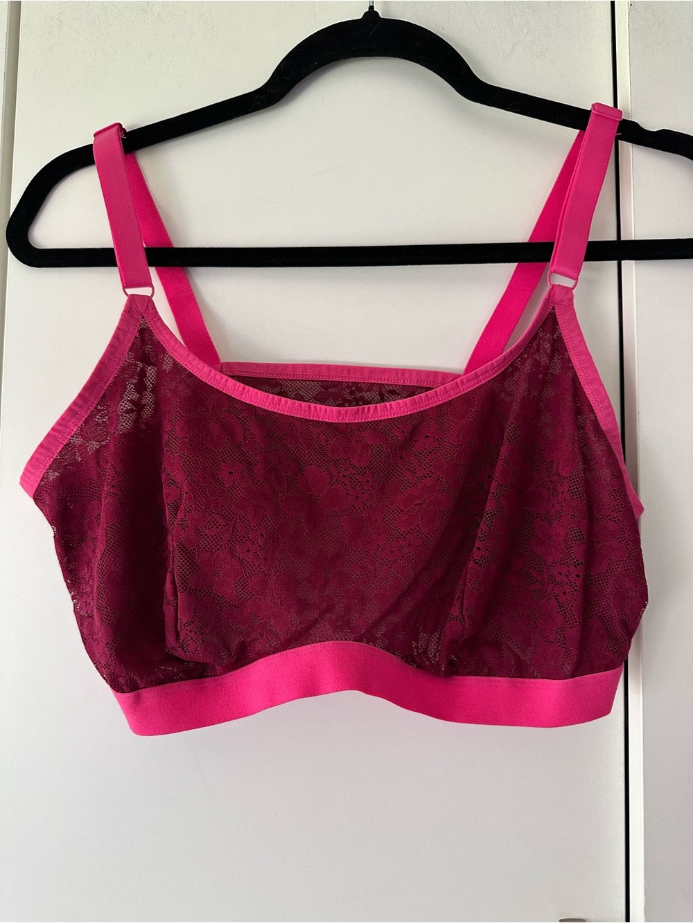 🌺💖 Auden XXL Lightly Lined Scoop Neck Bralette Pink Lace Like New